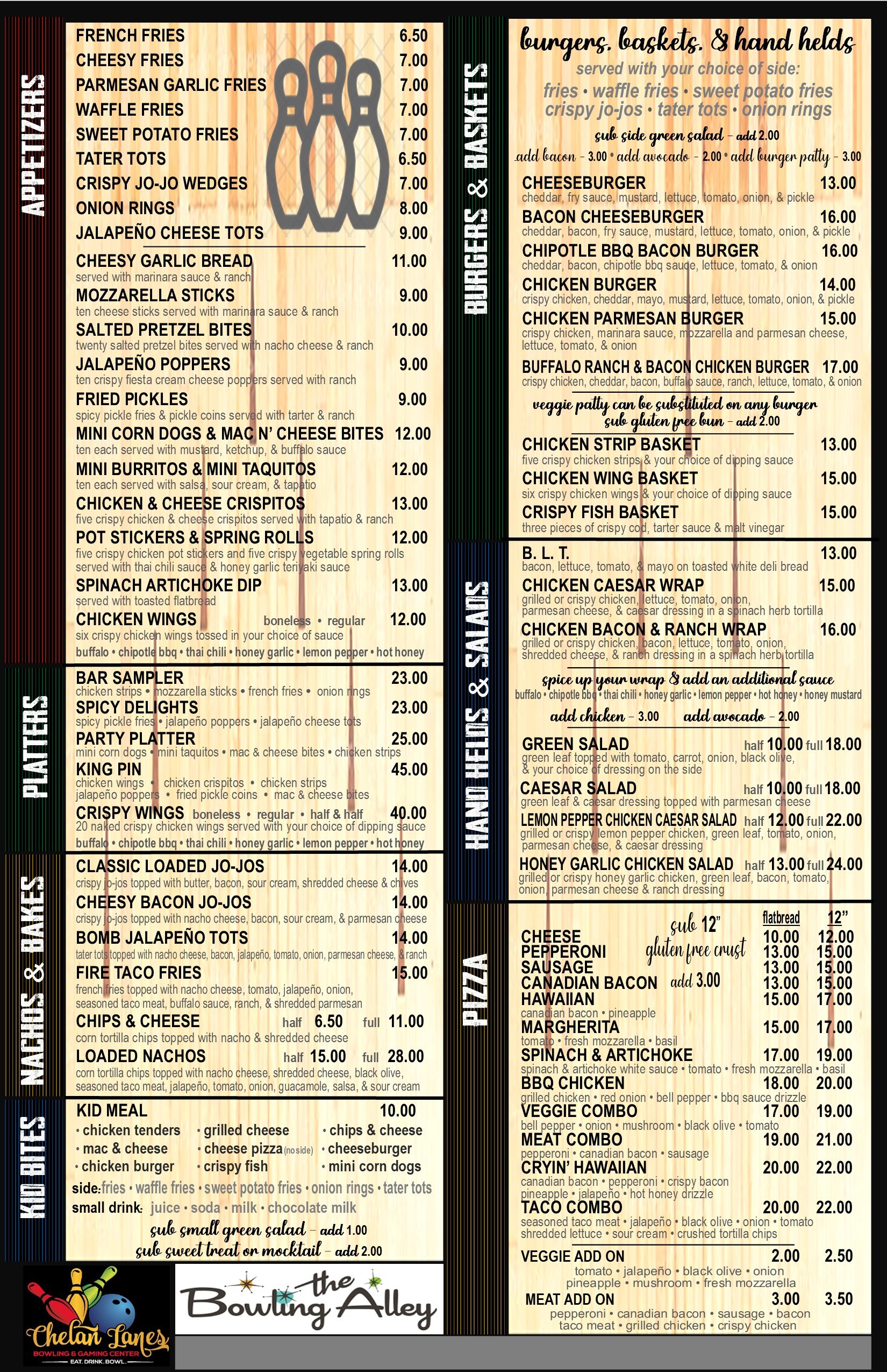 Food & Beverage Menus — Chelan Lanes